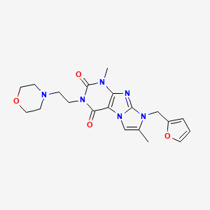 molecular formula C20H24N6O4 B2690728 8-(呋喃-2-基甲基)-1,7-二甲基-3-(2-吗啉基乙基)-1H-咪唑并[2,1-f]嘌呤-2,4(3H,8H)-二酮 CAS No. 899414-13-2