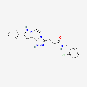 molecular formula C23H19ClN6O B2690730 N-[(2-chlorophenyl)methyl]-3-{11-phenyl-3,4,6,9,10-pentaazatricyclo[7.3.0.0^{2,6}]dodeca-1(12),2,4,7,10-pentaen-5-yl}propanamide CAS No. 1207059-98-0