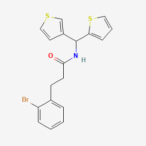 molecular formula C18H16BrNOS2 B2690734 3-(2-bromophenyl)-N-[(thiophen-2-yl)(thiophen-3-yl)methyl]propanamide CAS No. 2097936-99-5