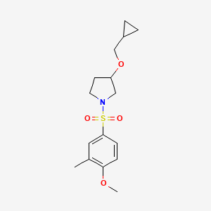 molecular formula C16H23NO4S B2690738 3-(环丙基甲氧基)-1-((4-甲氧基-3-甲基苯基)磺酰)吡咯烷 CAS No. 2034387-57-8