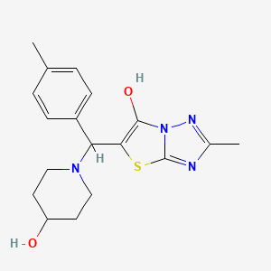 5-((4-Hydroxypiperidin-1-yl)(p-tolyl)methyl)-2-methylthiazolo[3,2-b][1,2,4]triazol-6-ol