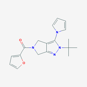 molecular formula C18H20N4O2 B2690744 (2-(tert-butyl)-3-(1H-pyrrol-1-yl)pyrrolo[3,4-c]pyrazol-5(2H,4H,6H)-yl)(furan-2-yl)methanone CAS No. 1251710-03-8