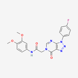 molecular formula C20H17FN6O4 B2690750 N-(3,4-dimethoxyphenyl)-2-(3-(4-fluorophenyl)-7-oxo-3H-[1,2,3]triazolo[4,5-d]pyrimidin-6(7H)-yl)acetamide CAS No. 847384-37-6