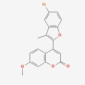 molecular formula C19H13BrO4 B2690758 4-(5-bromo-3-methyl-1-benzofuran-2-yl)-7-methoxy-2H-chromen-2-one CAS No. 637752-29-5