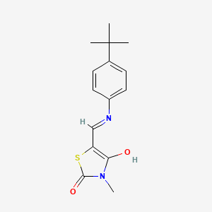 molecular formula C15H18N2O2S B2690761 5-{(Z)-[4-(tert-butyl)anilino]methylidene}-3-methyl-1,3-thiazolane-2,4-dione CAS No. 866131-82-0