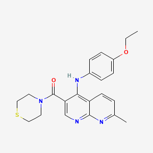 molecular formula C22H24N4O2S B2690772 (4-((4-Ethoxyphenyl)amino)-7-methyl-1,8-naphthyridin-3-yl)(thiomorpholino)methanone CAS No. 1251599-60-6