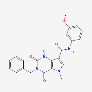 molecular formula C22H20N4O4 B2690785 3-benzyl-N-(3-methoxyphenyl)-5-methyl-2,4-dioxo-2,3,4,5-tetrahydro-1H-pyrrolo[3,2-d]pyrimidine-7-carboxamide CAS No. 921854-51-5