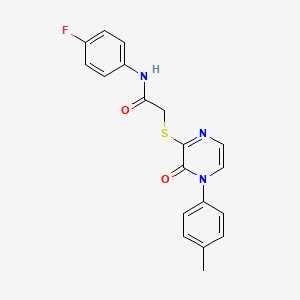 molecular formula C19H16FN3O2S B2690786 N-(4-fluorophenyl)-2-((3-oxo-4-(p-tolyl)-3,4-dihydropyrazin-2-yl)thio)acetamide CAS No. 941978-24-1