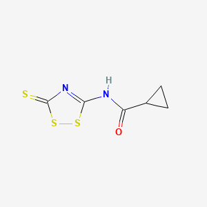 molecular formula C6H6N2OS3 B2690787 N-(3-thioxo-3H-1,2,4-dithiazol-5-yl)cyclopropanecarboxamide CAS No. 306980-54-1