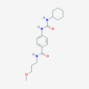 molecular formula C18H27N3O3 B269080 4-{[(cyclohexylamino)carbonyl]amino}-N-(3-methoxypropyl)benzamide 