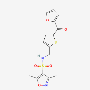 B2690813 N-((5-(furan-2-carbonyl)thiophen-2-yl)methyl)-3,5-dimethylisoxazole-4-sulfonamide CAS No. 1797859-92-7