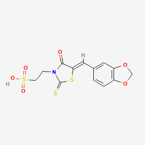 (Z)-2-(5-(benzo[d][1,3]dioxol-5-ylmethylene)-4-oxo-2-thioxothiazolidin-3-yl)ethanesulfonic acid