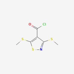 molecular formula C6H6ClNOS3 B2690823 3,5-Bis(methylsulfanyl)-1,2-thiazole-4-carbonyl chloride CAS No. 4886-16-2