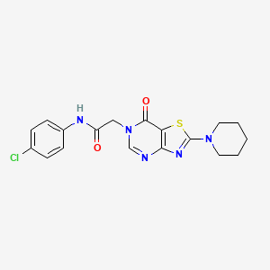 molecular formula C18H18ClN5O2S B2690826 N-(4-chlorophenyl)-2-[7-oxo-2-(piperidin-1-yl)[1,3]thiazolo[4,5-d]pyrimidin-6(7H)-yl]acetamide CAS No. 1224011-34-0