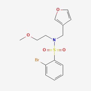 molecular formula C14H16BrNO4S B2690827 2-bromo-N-(furan-3-ylmethyl)-N-(2-methoxyethyl)benzenesulfonamide CAS No. 1448136-31-9