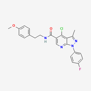 molecular formula C23H20ClFN4O2 B2690845 4-chloro-1-(4-fluorophenyl)-N-(4-methoxyphenethyl)-3-methyl-1H-pyrazolo[3,4-b]pyridine-5-carboxamide CAS No. 1021093-94-6