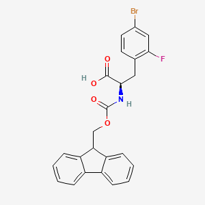 molecular formula C24H19BrFNO4 B2690850 (2R)-3-(4-溴-2-氟苯基)-2-(9H-芴-9-基甲氧羰基氨基)丙酸 CAS No. 1998628-89-9