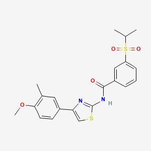 molecular formula C21H22N2O4S2 B2690857 3-(异丙基磺酰基)-N-(4-(4-甲氧基-3-甲基苯基)噻唑-2-基)苯甲酰胺 CAS No. 919862-48-9