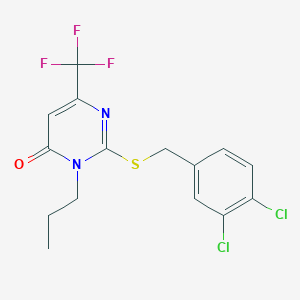 molecular formula C15H13Cl2F3N2OS B2690858 2-[(3,4-二氯苯甲基)硫代]-3-丙基-6-(三氟甲基)-4(3H)-嘧啶酮 CAS No. 866143-22-8
