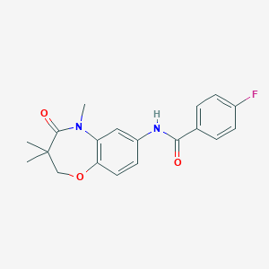 molecular formula C19H19FN2O3 B2690864 4-fluoro-N-(3,3,5-trimethyl-4-oxo-2,3,4,5-tetrahydrobenzo[b][1,4]oxazepin-7-yl)benzamide CAS No. 921586-56-3