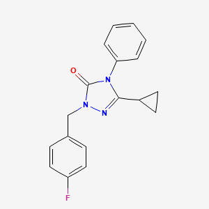 molecular formula C18H16FN3O B2690867 3-cyclopropyl-1-(4-fluorobenzyl)-4-phenyl-1H-1,2,4-triazol-5(4H)-one CAS No. 1396862-12-6