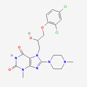 molecular formula C20H24Cl2N6O4 B2690872 7-(3-(2,4-dichlorophenoxy)-2-hydroxypropyl)-3-methyl-8-(4-methylpiperazin-1-yl)-1H-purine-2,6(3H,7H)-dione CAS No. 332103-56-7