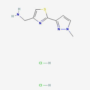 molecular formula C8H12Cl2N4S B2690881 [2-(1-methyl-1H-pyrazol-3-yl)-1,3-thiazol-4-yl]methanamine dihydrochloride CAS No. 2094861-69-3