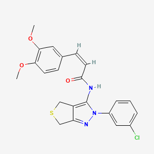 molecular formula C22H20ClN3O3S B2690884 (Z)-N-(2-(3-chlorophenyl)-4,6-dihydro-2H-thieno[3,4-c]pyrazol-3-yl)-3-(3,4-dimethoxyphenyl)acrylamide CAS No. 450341-20-5