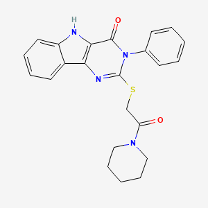 molecular formula C23H22N4O2S B2690897 2-(2-oxo-2-piperidin-1-ylethyl)sulfanyl-3-phenyl-5H-pyrimido[5,4-b]indol-4-one CAS No. 537668-61-4