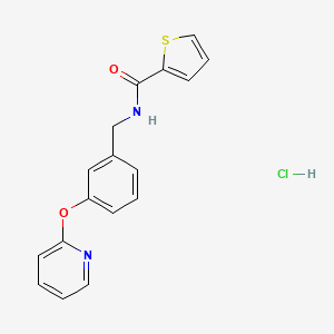 molecular formula C17H15ClN2O2S B2690907 N-(3-(吡啶-2-氧基)苄基)噻吩-2-羧酰胺盐酸盐 CAS No. 2034611-91-9