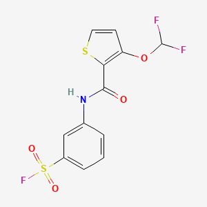 molecular formula C12H8F3NO4S2 B2690908 3-[[3-(Difluoromethoxy)thiophene-2-carbonyl]amino]benzenesulfonyl fluoride CAS No. 2224172-13-6