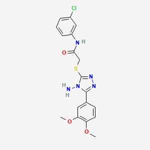 molecular formula C18H18ClN5O3S B2690909 2-{[4-amino-5-(3,4-dimethoxyphenyl)-4H-1,2,4-triazol-3-yl]sulfanyl}-N-(3-chlorophenyl)acetamide CAS No. 880805-39-0
