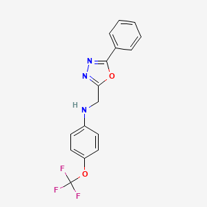 molecular formula C16H12F3N3O2 B2690925 N-[(5-苯基-1,3,4-噁二唑-2-基)甲基]-4-(三氟甲氧基)苯胺 CAS No. 881989-32-8