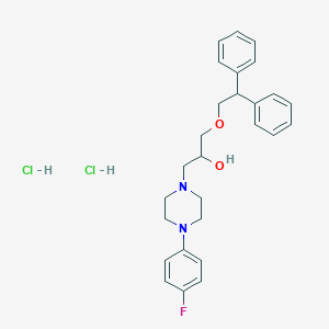 molecular formula C27H33Cl2FN2O2 B2690935 1-(2,2-二苯基乙氧基)-3-(4-(4-氟苯基)哌嗪-1-基)丙醇二盐酸盐 CAS No. 1351597-30-2