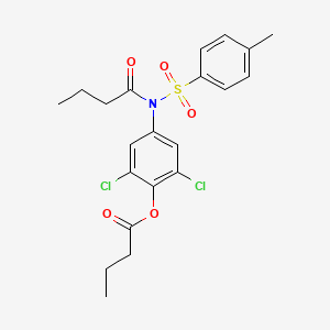 molecular formula C21H23Cl2NO5S B2690938 丁酸4-[丁酰-(甲苯-4-磺酰)-氨基]-2,6-二氯苯酯 CAS No. 301313-77-9