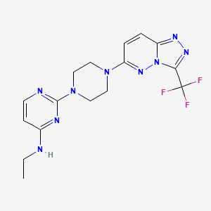 molecular formula C16H18F3N9 B2690939 N-ethyl-2-{4-[3-(trifluoromethyl)-[1,2,4]triazolo[4,3-b]pyridazin-6-yl]piperazin-1-yl}pyrimidin-4-amine CAS No. 2415452-57-0