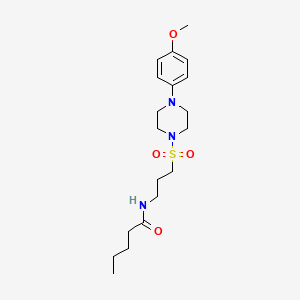molecular formula C19H31N3O4S B2690942 N-(3-((4-(4-甲氧基苯基)哌嗪-1-基)磺酰基)丙基)戊酰胺 CAS No. 1021117-37-2