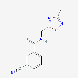 molecular formula C12H10N4O2 B2690943 3-氰基-N-((3-甲基-1,2,4-噁二唑-5-基)甲基)苯甲酰胺 CAS No. 1206986-93-7