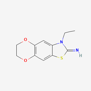 molecular formula C11H12N2O2S B2690944 3-乙基-6,7-二氢-[1,4]二噁嗪[2',3':4,5]苯并[1,2-d]噻唑-2(3H)-亚胺 CAS No. 1396867-29-0
