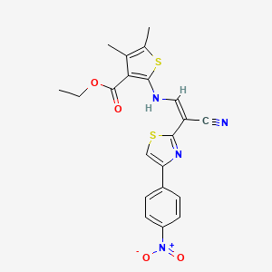 B2691020 (Z)-ethyl 2-((2-cyano-2-(4-(4-nitrophenyl)thiazol-2-yl)vinyl)amino)-4,5-dimethylthiophene-3-carboxylate CAS No. 577982-52-6