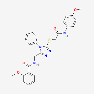 molecular formula C26H25N5O4S B2691024 2-甲氧基-N-((5-((2-((4-甲氧基苯基)氨基)-2-氧乙基)硫)-4-苯基-4H-1,2,4-三唑-3-基甲基)苯甲酰胺 CAS No. 393840-69-2