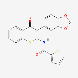 molecular formula C21H13NO4S2 B2691027 N-[3-(1,3-benzodioxol-5-yl)-4-oxothiochromen-2-yl]thiophene-2-carboxamide CAS No. 883966-39-0