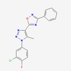 molecular formula C17H11ClFN5O B2691029 5-[1-(3-chloro-4-fluorophenyl)-5-methyl-1H-1,2,3-triazol-4-yl]-3-phenyl-1,2,4-oxadiazole CAS No. 894935-45-6