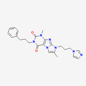 molecular formula C24H27N7O2 B2691033 8-(3-(1H-咪唑-1-基)丙基)-1,7-二甲基-3-(3-苯基丙基)-1H-咪唑并[2,1-f]嘧啶-2,4(3H,8H)-二酮 CAS No. 919008-64-3