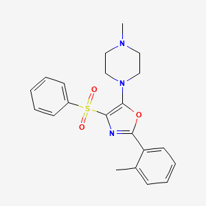 molecular formula C21H23N3O3S B2691035 5-(4-Methylpiperazin-1-yl)-4-(phenylsulfonyl)-2-(o-tolyl)oxazole CAS No. 862741-13-7