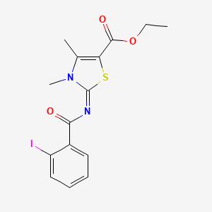 molecular formula C15H15IN2O3S B2691056 Ethyl 2-(2-iodobenzoyl)imino-3,4-dimethyl-1,3-thiazole-5-carboxylate CAS No. 476628-31-6