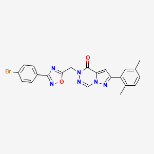 molecular formula C22H17BrN6O2 B2691059 methyl 2-{[({4-methyl-5-[1-methyl-3-(4-methylphenyl)-1H-pyrazol-4-yl]-4H-1,2,4-triazol-3-yl}thio)acetyl]amino}benzoate CAS No. 1251568-63-4