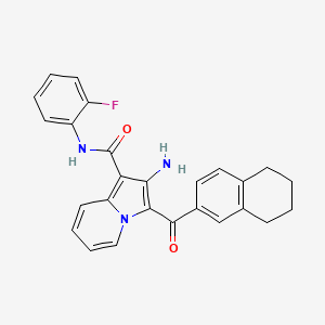 2-amino-N-(2-fluorophenyl)-3-(5,6,7,8-tetrahydronaphthalene-2-carbonyl)indolizine-1-carboxamide
