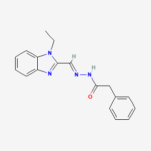 molecular formula C18H18N4O B2691080 (E)-N'-((1-ethyl-1H-benzo[d]imidazol-2-yl)methylene)-2-phenylacetohydrazide CAS No. 613219-68-4