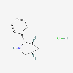 molecular formula C11H14ClN B2691089 (1R,2S,5S)-2-苯基-3-氮杂双环[3.1.0]己烷;盐酸盐 CAS No. 2444771-42-8
